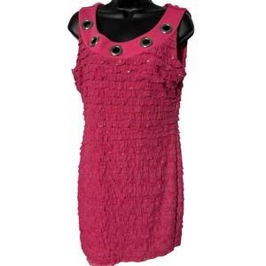 Frank Lyman Design Pink Ruffle Dress Sleeveless Party Cocktail Size 8